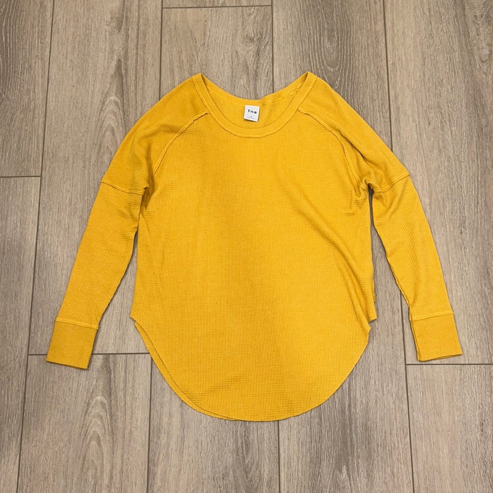 Aritzia/TNA mustard yellow waffle long sleeve